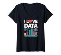 Donna I Love Data Grafici Binari Grafici Maglietta con Collo a V