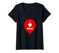 Donna I Love Derry su Red Balloon.io Cuore Derry, Maine Maglietta con Collo a V