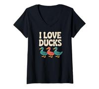 Donna I Love Ducks - Umorismo per osservare Gli Uccelli Maglietta con Collo a V