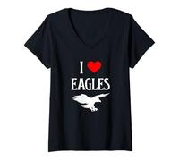 Donna I Love Eagles I Heart Eagles Bird Watcher Amante degli Uccelli rapaci Maglietta con Collo a V