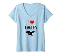 Donna I Love Eagles I Heart Eagles Bird Watcher Amante degli Uccelli rapaci Maglietta con Collo a V