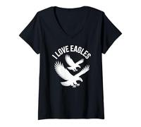 Donna I Love Eagles Volare Freedom Birds Maglietta con Collo a V