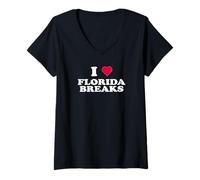 Donna I Love Florida Breaks - Breakbeat House Music Maglietta con Collo a V