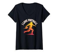 Donna I Love Football Running Back Giocatore di Football Americano Maglietta con Collo a V