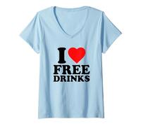 Donna I Love Free Drinks · I Heart Free Drinks Y2k Slogan Funny Maglietta con Collo a V