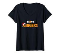 Donna I Love Gingers Natale Maglietta con Collo a V