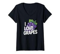 Donna I Love Grapes Funny Grape Grape Fruit Lovers Maglietta con Collo a V