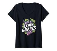 Donna I Love Grapes Grape Lover Frutta Vite Vigneto Maglietta con Collo a V