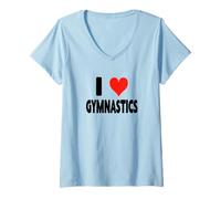 Donna I Love Gymnastics - Barra di bilanciamento con barra irregolare a forma di cuore Maglietta con Collo a V