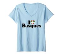 Donna I Love Heart Basque Paese Basco Maglietta con Collo a V
