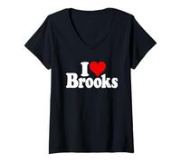 Donna I Love Heart Brooks Nome su Una Tee Maglietta con Collo a V