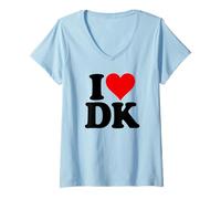 Donna I Love Heart Dk D K INIZIALI NIKKNAME MONOGRAMMA Maglietta con Collo a V