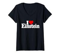Donna I LOVE HEART EINSTEIN NOME SU UN TEE Maglietta con Collo a V
