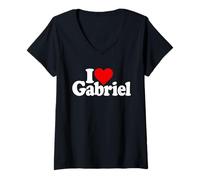 Donna I LOVE HEART GABRIEL GABE NOME SU UN TEE Maglietta con Collo a V