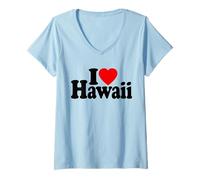 Donna I Love Heart Hawaii Isole Hawaiian Maglietta con Collo a V