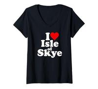Donna I LOVE HEART ISLE OF SKYE SCOZIA Maglietta con Collo a V