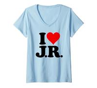 Donna I LOVE HEART J.R. JR J R INIZIALI NOME MONOGRAMMA Maglietta con Collo a V
