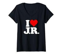 Donna I LOVE HEART J.R. JR J R INIZIALI NOME MONOGRAMMA Maglietta con Collo a V