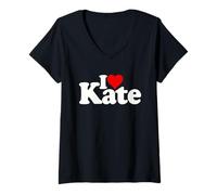 Donna I Love Heart Kate KATHERING Katie Katya Nome su Un Tee Maglietta con Collo a V