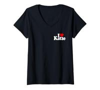 Donna I LOVE HEART KATIE KATE NOME SU UN TEE Maglietta con Collo a V