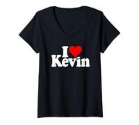 Donna I Love Heart Kevin Nome su Un Tee Maglietta con Collo a V