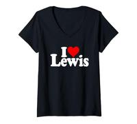 Donna I Love Heart Lewis Nome su Un Tee Maglietta con Collo a V