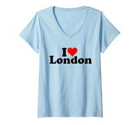 Donna I Love Heart Londra Inghilterra Maglietta con Collo a V