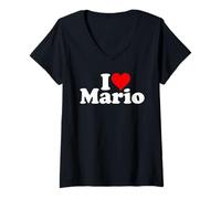 Donna I Love Heart Mario Nome su Un Tee Maglietta con Collo a V