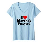 Donna I Love Heart Martha's VIGNETO Massachusetts Maglietta con Collo a V