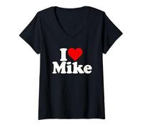 Donna I Love Heart Mike Michael Nome su Un Tee Maglietta con Collo a V