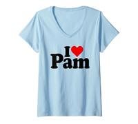 Donna I Love Heart Pam Pamela Nome su Un Tee Maglietta con Collo a V