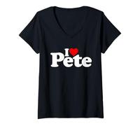 Donna I Love Heart Pete Peter Nome su Un Tee Maglietta con Collo a V