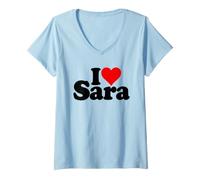 Donna I Love Heart Sara Nome su Un Tee Maglietta con Collo a V