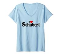 Donna I Love Heart Schubert Franz COMPOSITORE Maglietta con Collo a V