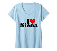 Donna I Love Heart Siena Italia Toscana Maglietta con Collo a V
