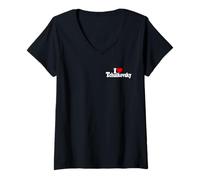 Donna I Love Heart Tchaikovsky Pyotr Russo COMPOSITORE Maglietta con Collo a V