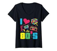 Donna I Love Heart The 80s Retro Throwback Vibes Donne Uomini Bambini Maglietta con Collo a V