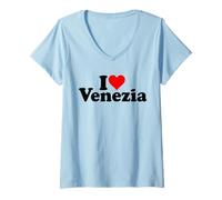 Donna I Love Heart Venezia Italia Venezia Maglietta con Collo a V