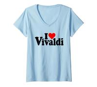 Donna I Love Heart Vivaldi Antonio COMPOSITORE Maglietta con Collo a V