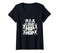Donna I Love Hip Hop Dance Espressione Street Style Maglietta con Collo a V