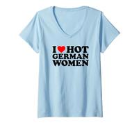 Donna I Love Hot German Women Maglietta con Collo a V