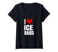 Donna I Love Ice Raids Funny Political Tees Maglietta con Collo a V