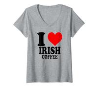 Donna I Love Irish Coffee Maglietta con Collo a V