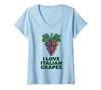 Donna I Love Italian Grapes Retro Mediterraneo Summer Fruit Maglietta con Collo a V