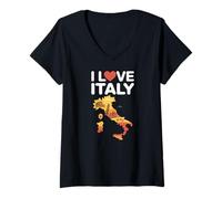 Donna I Love Italy Adventure Travel Monumenti Maglietta con Collo a V