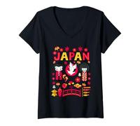 Donna I Love Japan Folklore, Nature & Culture Japan Graphic Design Maglietta con Collo a V