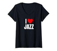 Donna I Love Jazz Awesome Music Teacher Lover Mugs Tees And Decor Maglietta con Collo a V