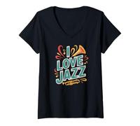 Donna I Love Jazz Musician Festival Vibes Maglietta con Collo a V