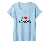 Donna I Love Karaoke I Heart Singing Musicista Compositore Amante della Musica Maglietta con Collo a V