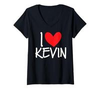 Donna I Love Kevin Nome Personalizzato Uomini Ragazzo BFF Amico Cuore Maglietta con Collo a V